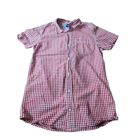 Tommy Hilfiger Shirt Boys XL (20) Red Check Button Up Short Sleeve - Picture 1 of 6